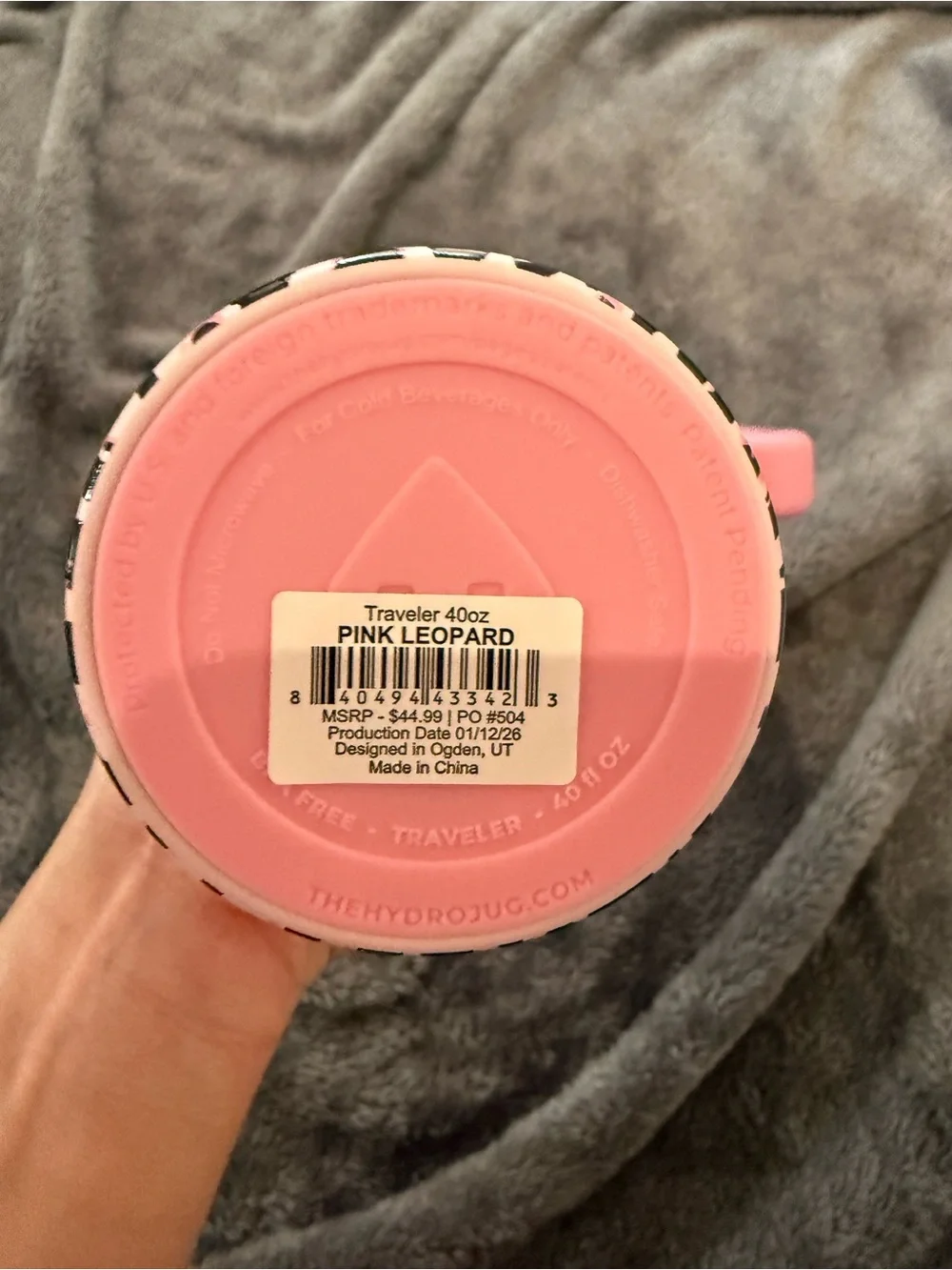 HydroJug Pink Leopard Insulated Travel Mug with Handle